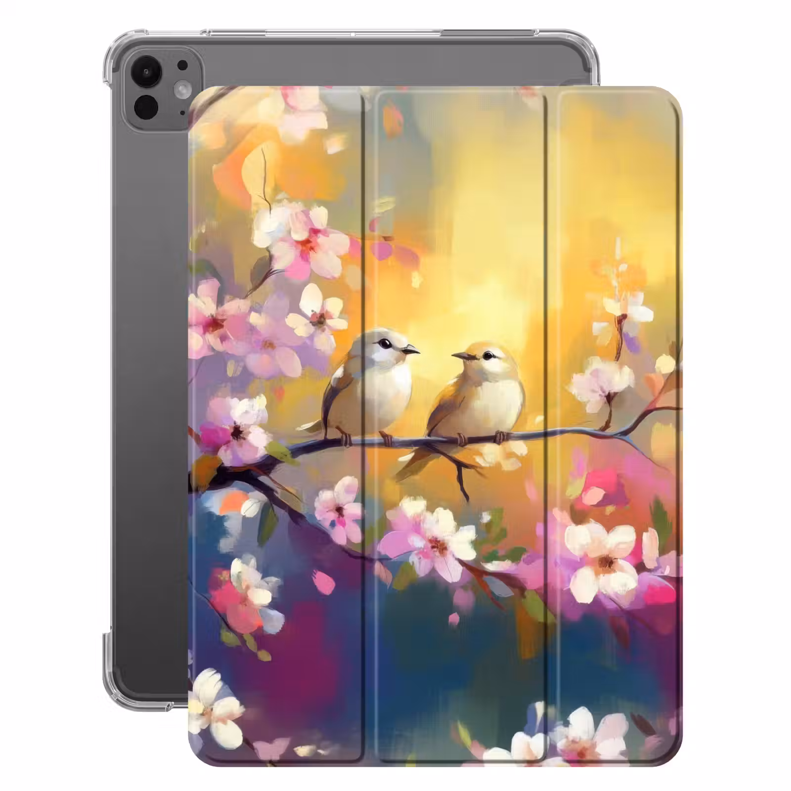 iPad-Hülle - Vögel - Blumen - Rosa — 1