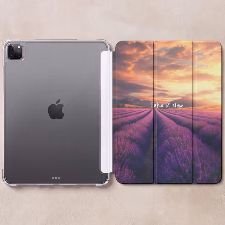 iPad-Hülle - Lavendelfeld - Zitat - Sonnenuntergang — 6