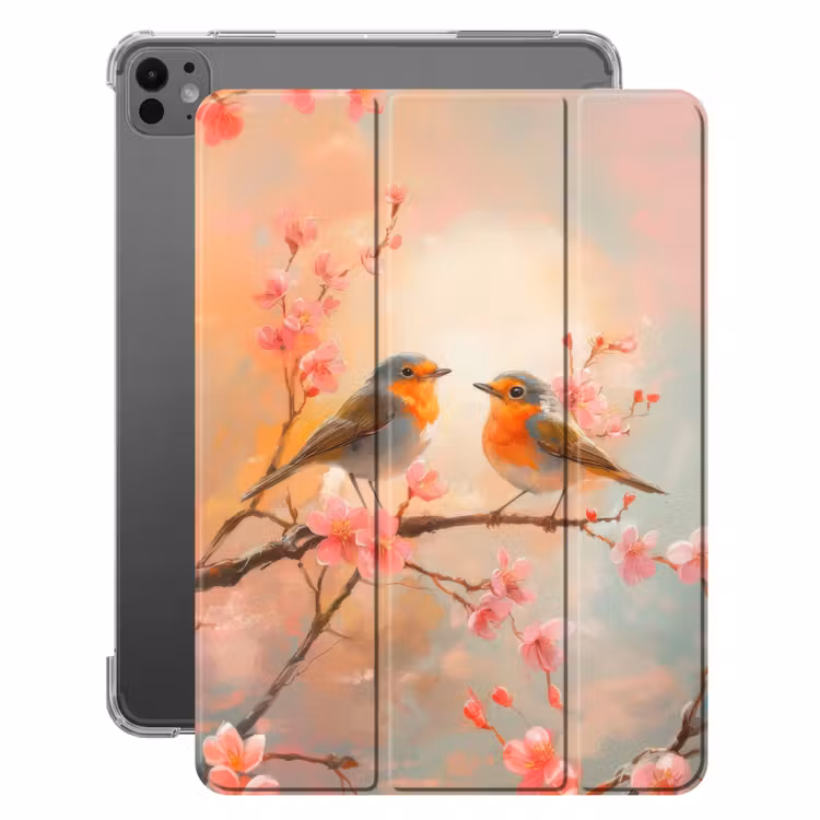 iPad-Hülle - Rotkehlchen - Zierpflanze - Blütenzweig — 1
