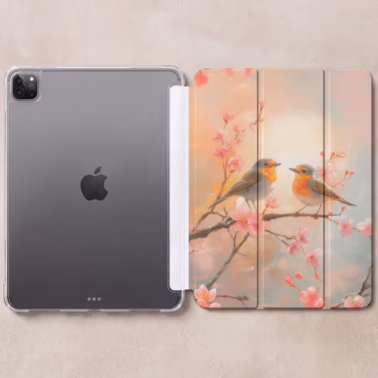 iPad-Hülle - Rotkehlchen - Zierpflanze - Blütenzweig — 6