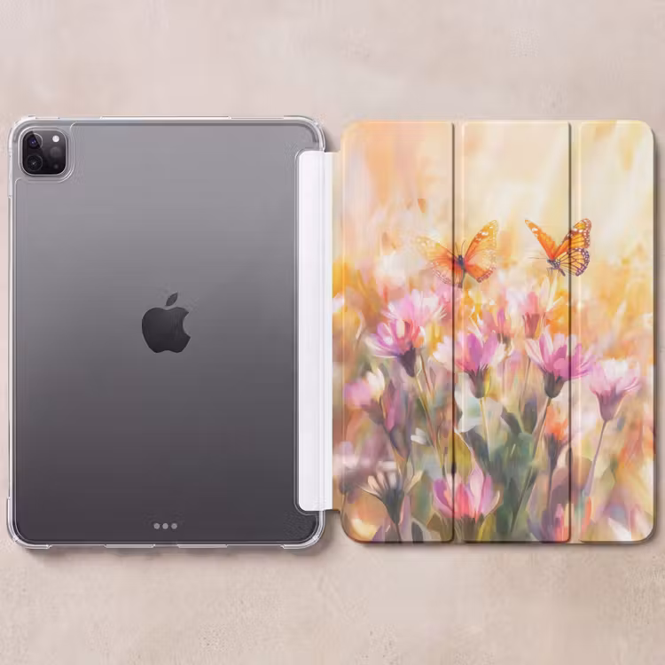 iPad-Hülle - Schmetterlinge - Orange - Blumen — 6