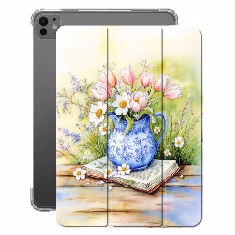 iPad-Hülle - Vase - Delfter Blau - Gänseblümchen — 1