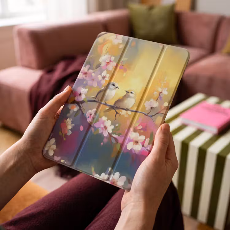 iPad-Hülle - Vögel - Blumen - Rosa — 4