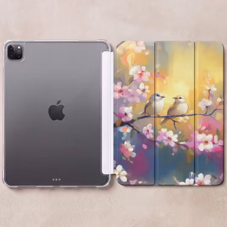 iPad-Hülle - Vögel - Blumen - Rosa — 6