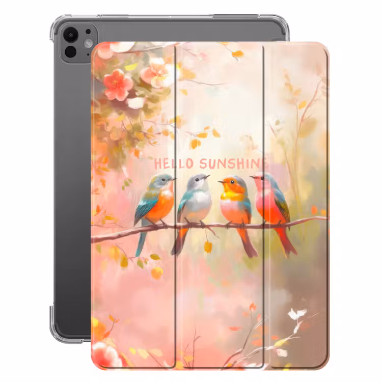 iPad-Hülle - Vögel - Zweig - Zitat - Rosa — 1