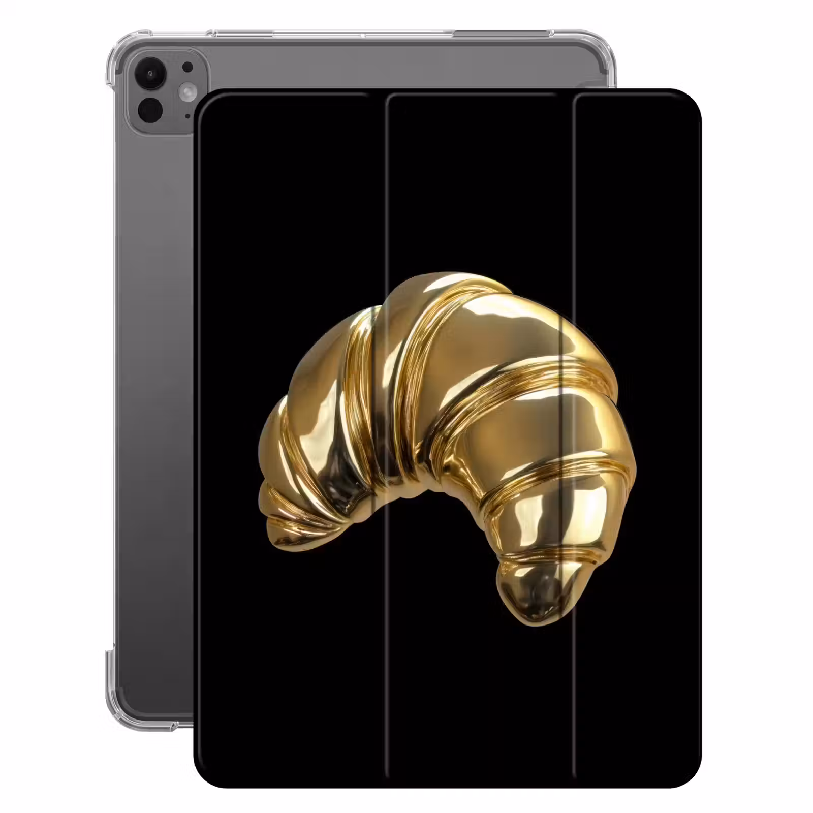 iPad-Hülle - Croissant - Brot - Gold - Schwarz — 1