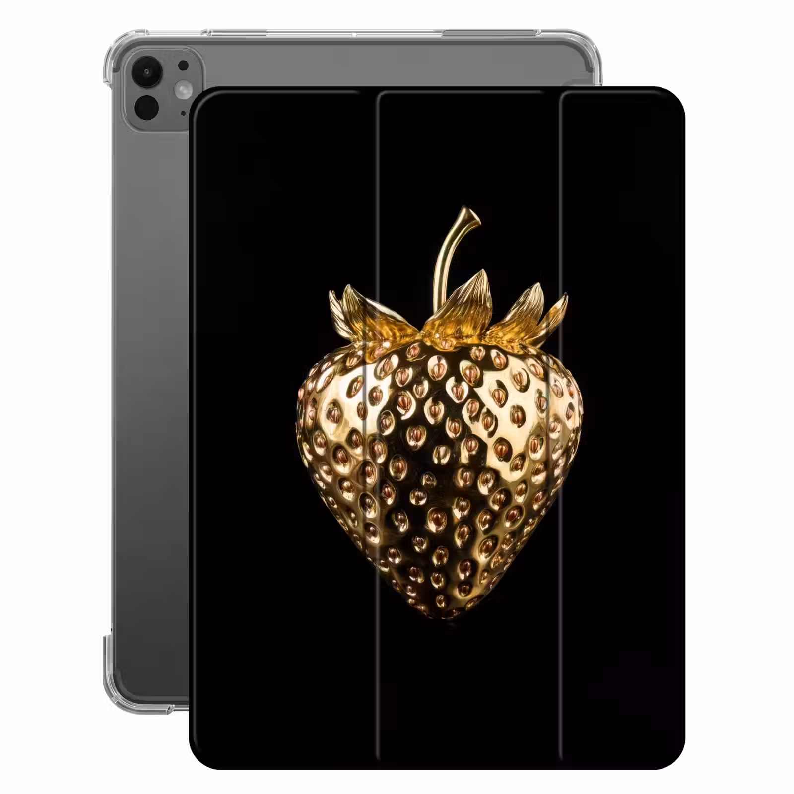 iPad-Hülle - Erdbeere - Gold - Schwarz - Chrom — 1