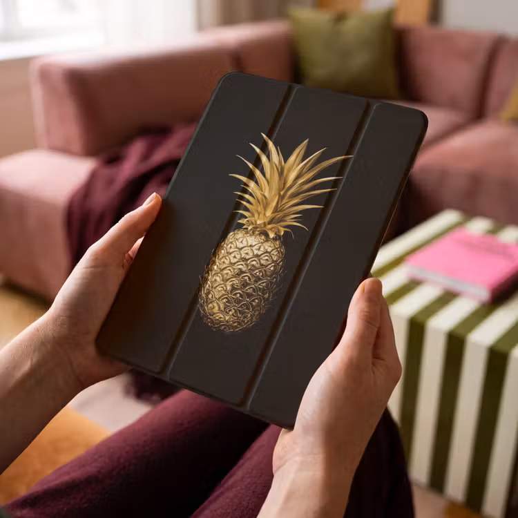iPad-Hülle - Ananas - Schwarz - Gold - Luxus — 4