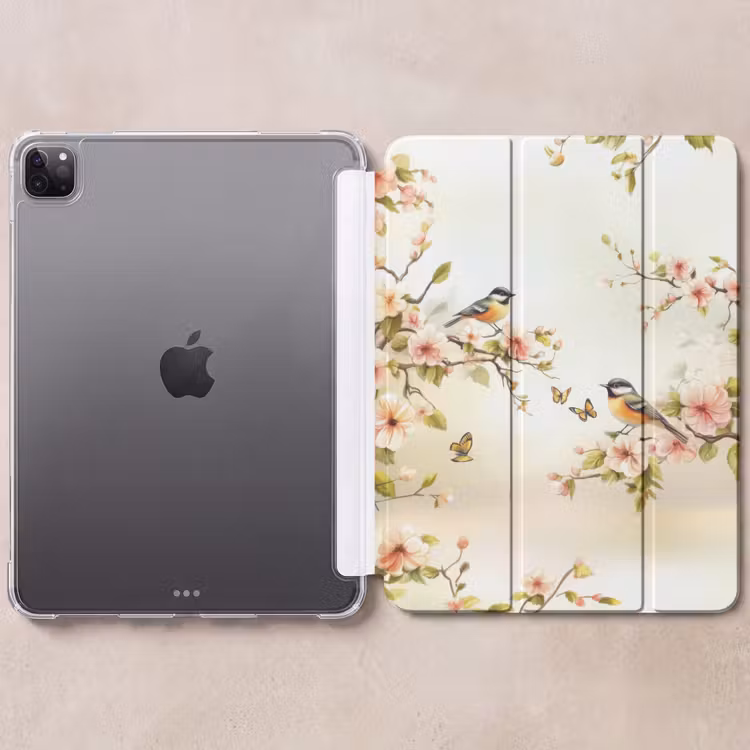iPad-Hülle - Äste - Blumen - Vögel - Rosa — 6