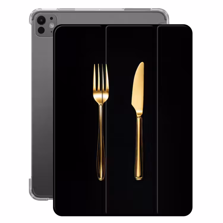 iPad-Hülle - Besteck - Gold - Messer - Gabel — 1