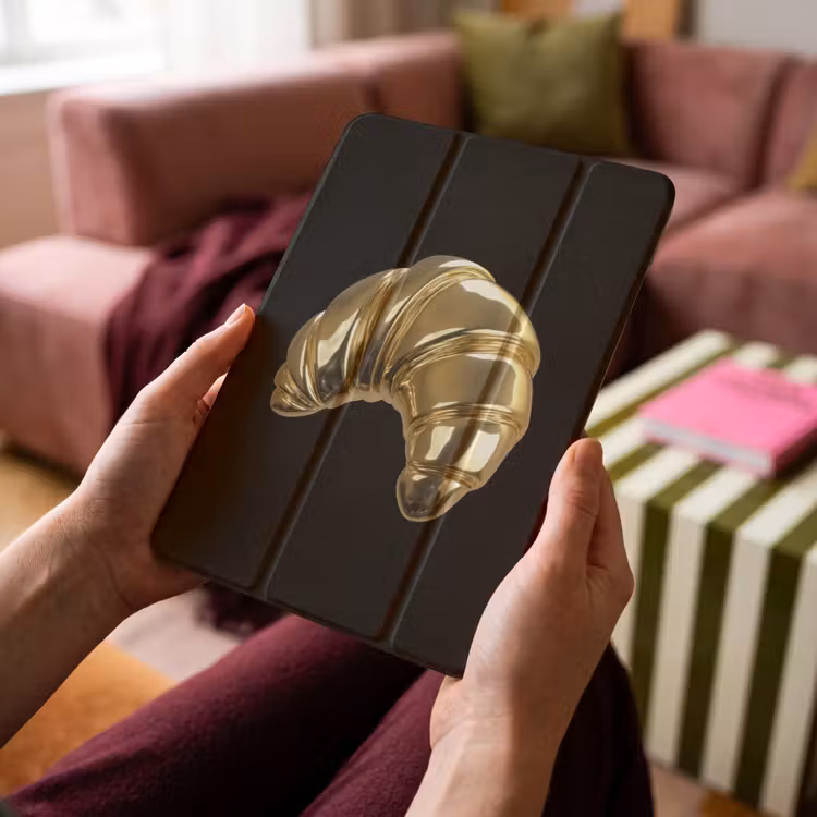 iPad-Hülle - Croissant - Brot - Gold - Schwarz — 4