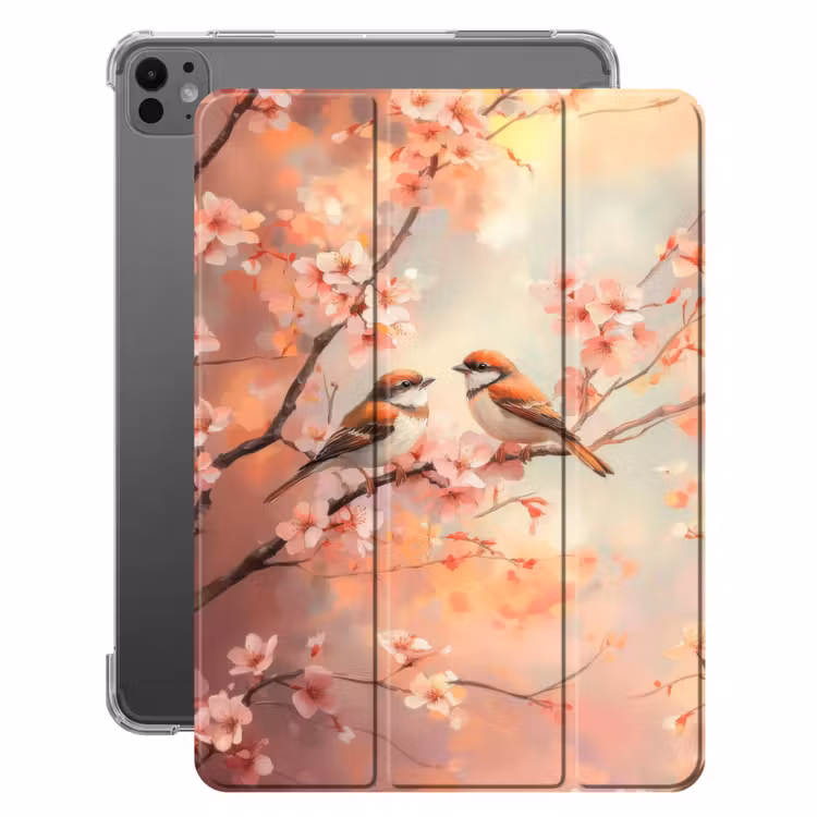 iPad-Hülle - Vögel - Romantisch - Blühende Zweige — 1