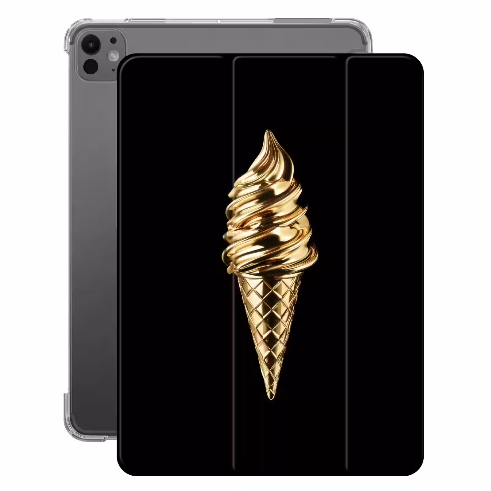 iPad-Hülle - Eiscreme - Gold - Schwarz - Lebensmittel — 1