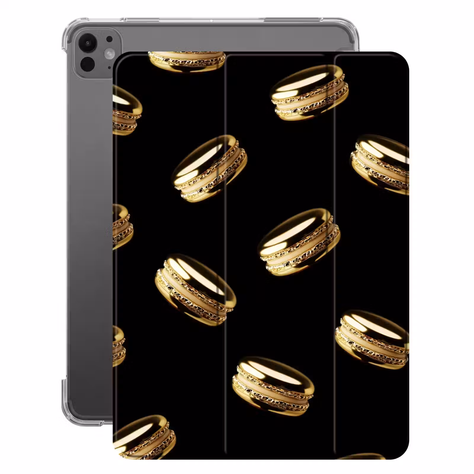 iPad-Hülle - Makronen - Muster - Gold - Schwarz — 1