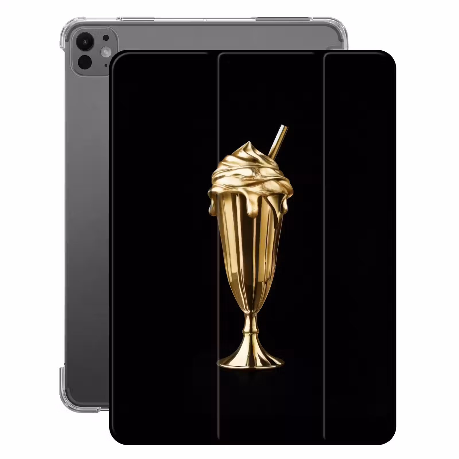 iPad-Hülle - Milchshake - Gold - Trinkend - Schwarz — 1
