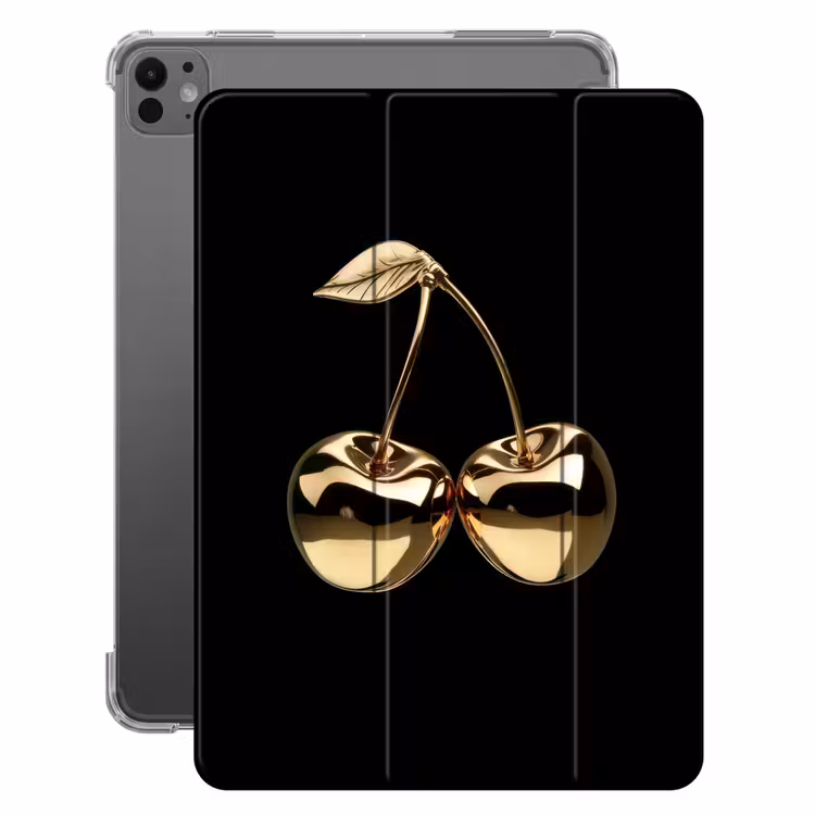 iPad-Hülle - Kirsche - Schwarz - Gold - Chrom — 1