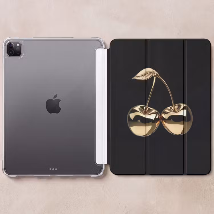 iPad-Hülle - Kirsche - Schwarz - Gold - Chrom — 6