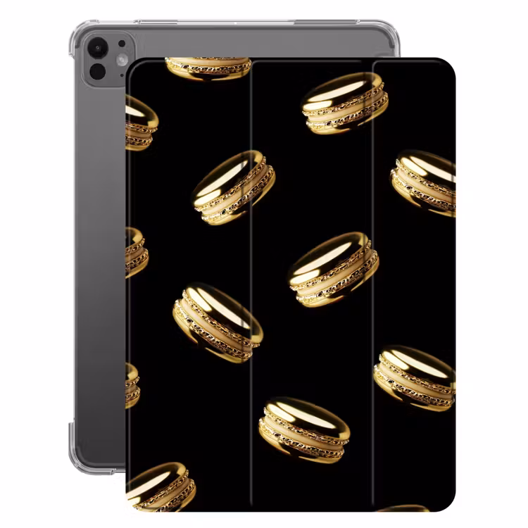iPad-Hülle - Makronen - Muster - Gold - Schwarz — 1