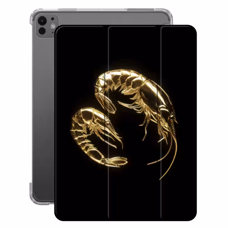 iPad-Hülle - Shrimps - Schwarz - Gold - Tiere — 1