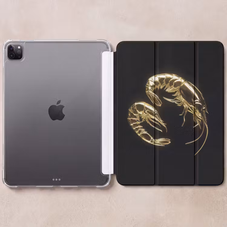 iPad-Hülle - Shrimps - Schwarz - Gold - Tiere — 6