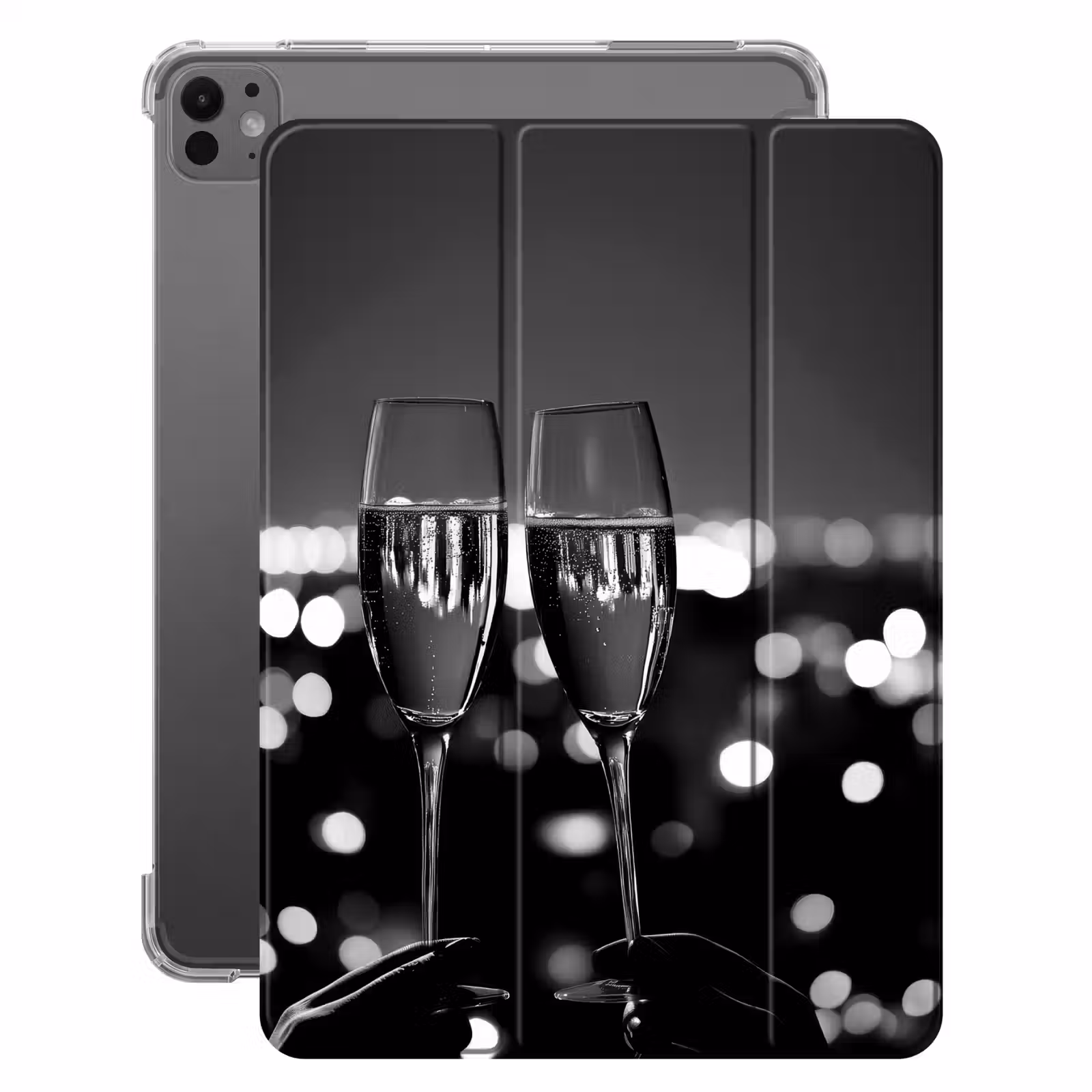 iPad-Hülle - Seifenblasen - Prost - Champagnergläser - Lichter der Stadt — 1