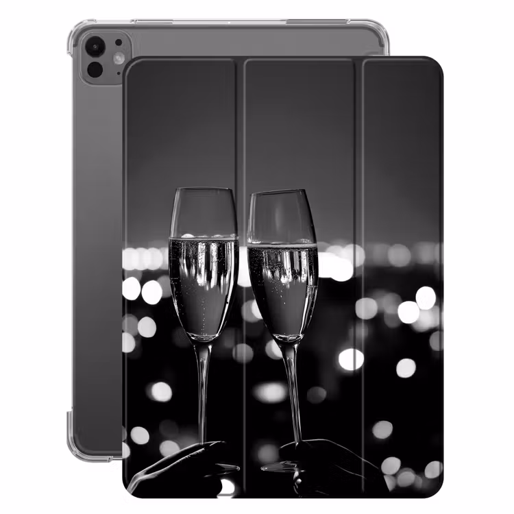 iPad-Hülle - Seifenblasen - Prost - Champagnergläser - Lichter der Stadt — 1