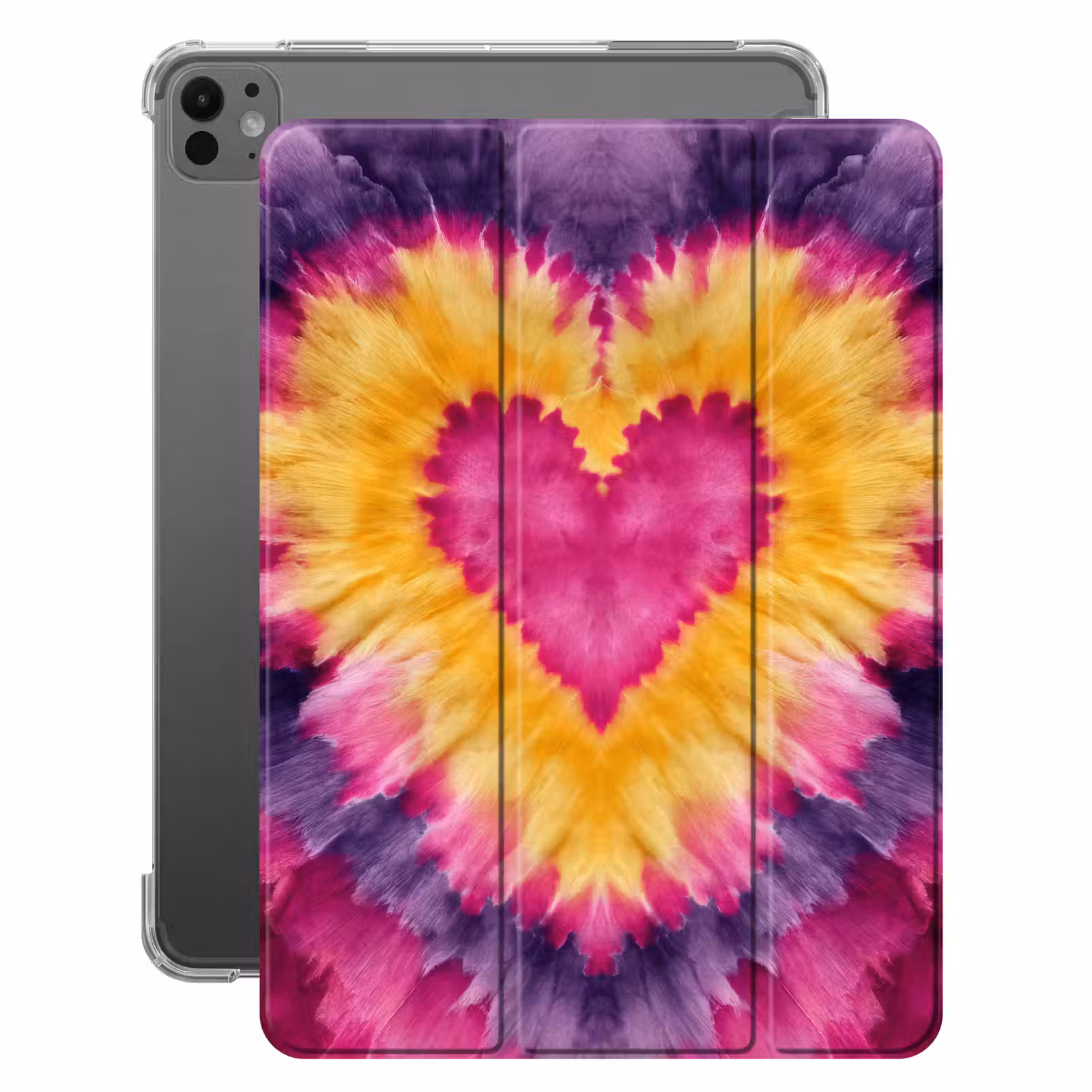 iPad-Hülle - Krawattenfärbung - Herzform - Flammen - Orange — 1