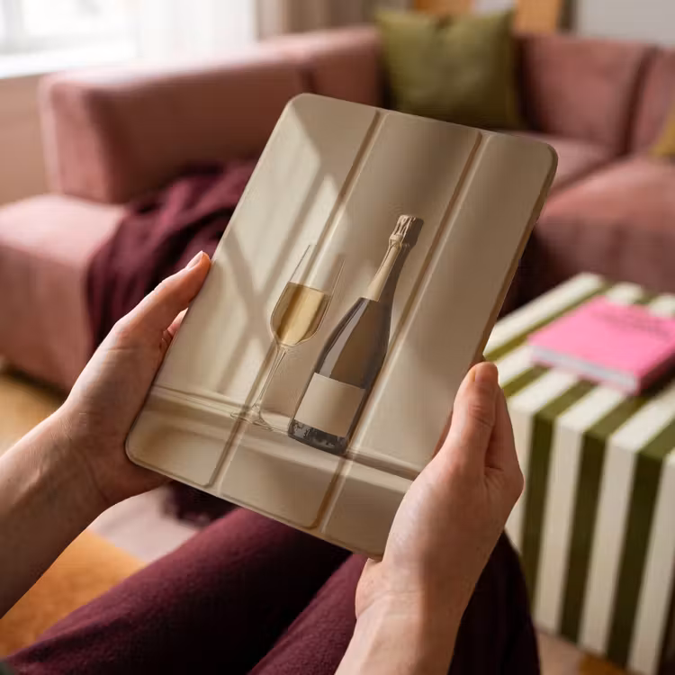 iPad-Hülle - Champagner - Beige - Schatten - Blasen — 4