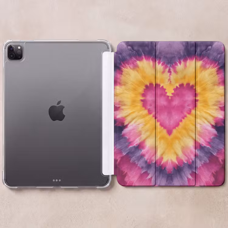 iPad-Hülle - Krawattenfärbung - Herzform - Flammen - Orange — 6