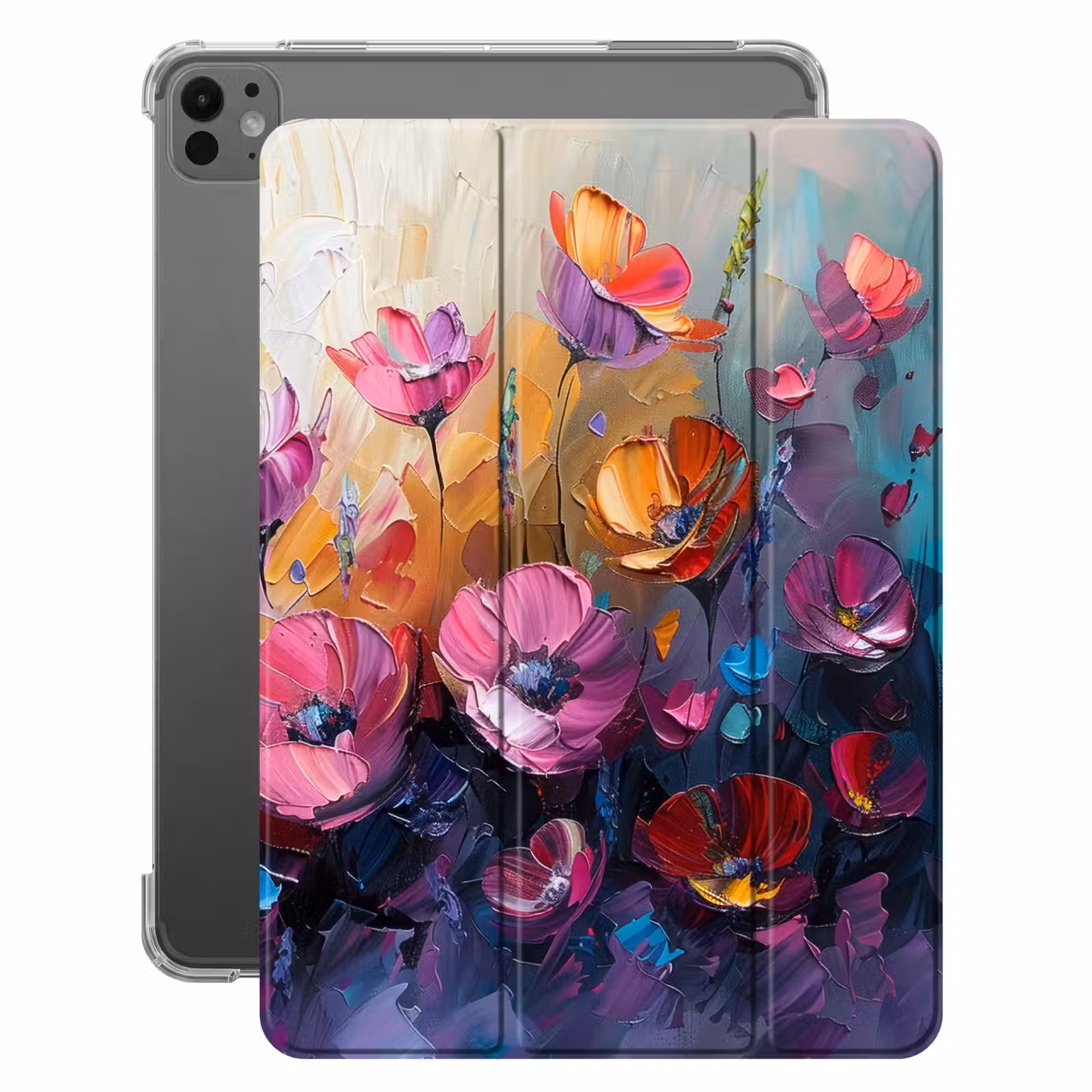 iPad-Hülle - Blumen - Lila - Farbenfroh - Handbemalt - Kunst — 1