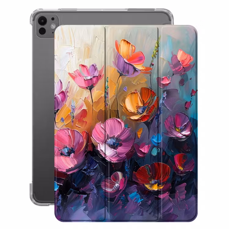 iPad-Hülle - Blumen - Lila - Farbenfroh - Handbemalt - Kunst — 1
