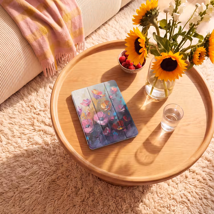 iPad-Hülle - Blumen - Lila - Farbenfroh - Handbemalt - Kunst — 2