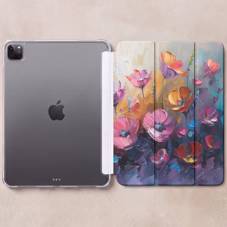 iPad-Hülle - Blumen - Lila - Farbenfroh - Handbemalt - Kunst — 6