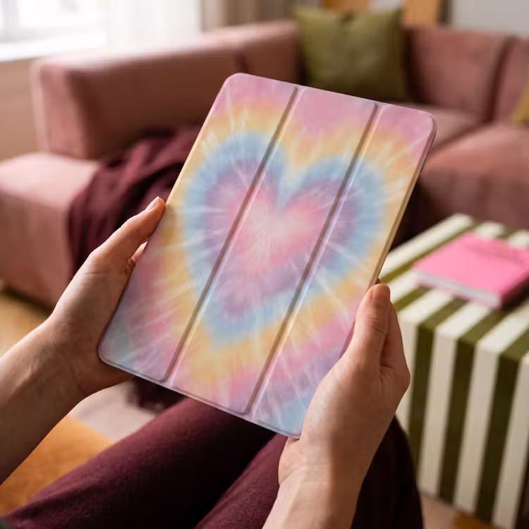 iPad-Hülle - Herzform - Pastellfarben - Tie Dye — 4