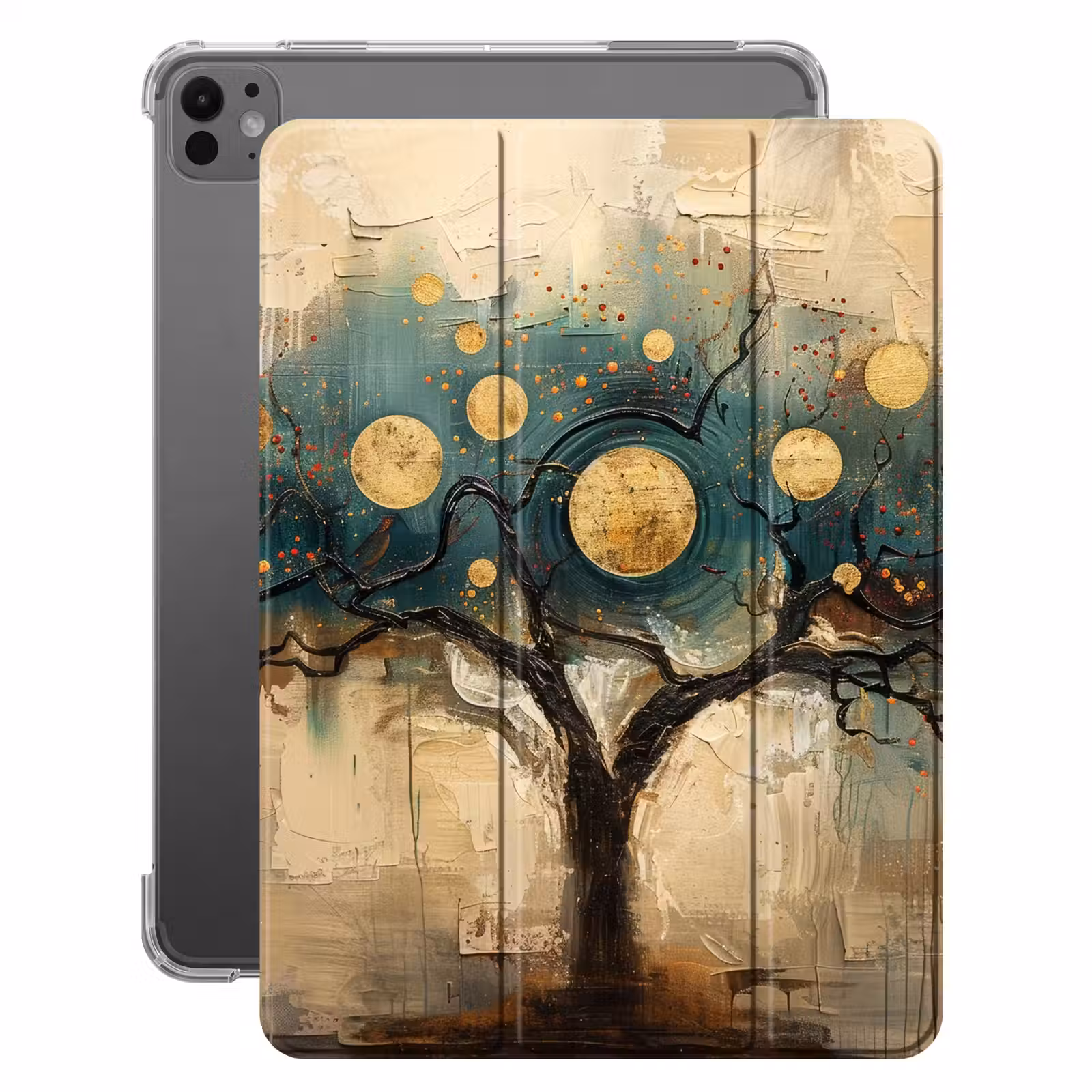 iPad-Hülle - Baum - Abstrakt - Braun - Gold - Industriell — 1