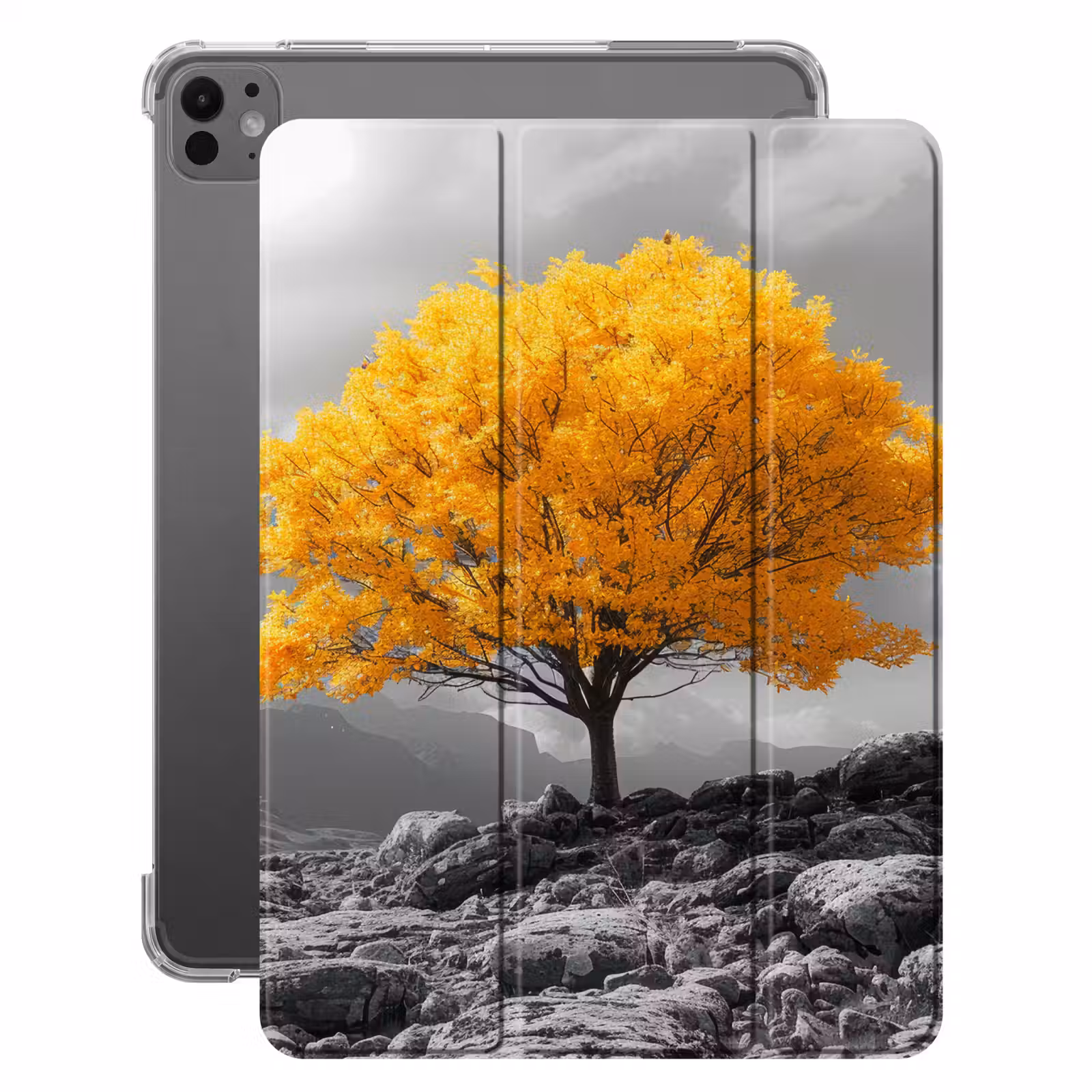 iPad-Hülle - Baum - Gelb - Natur - Schwarz und weiß — 1