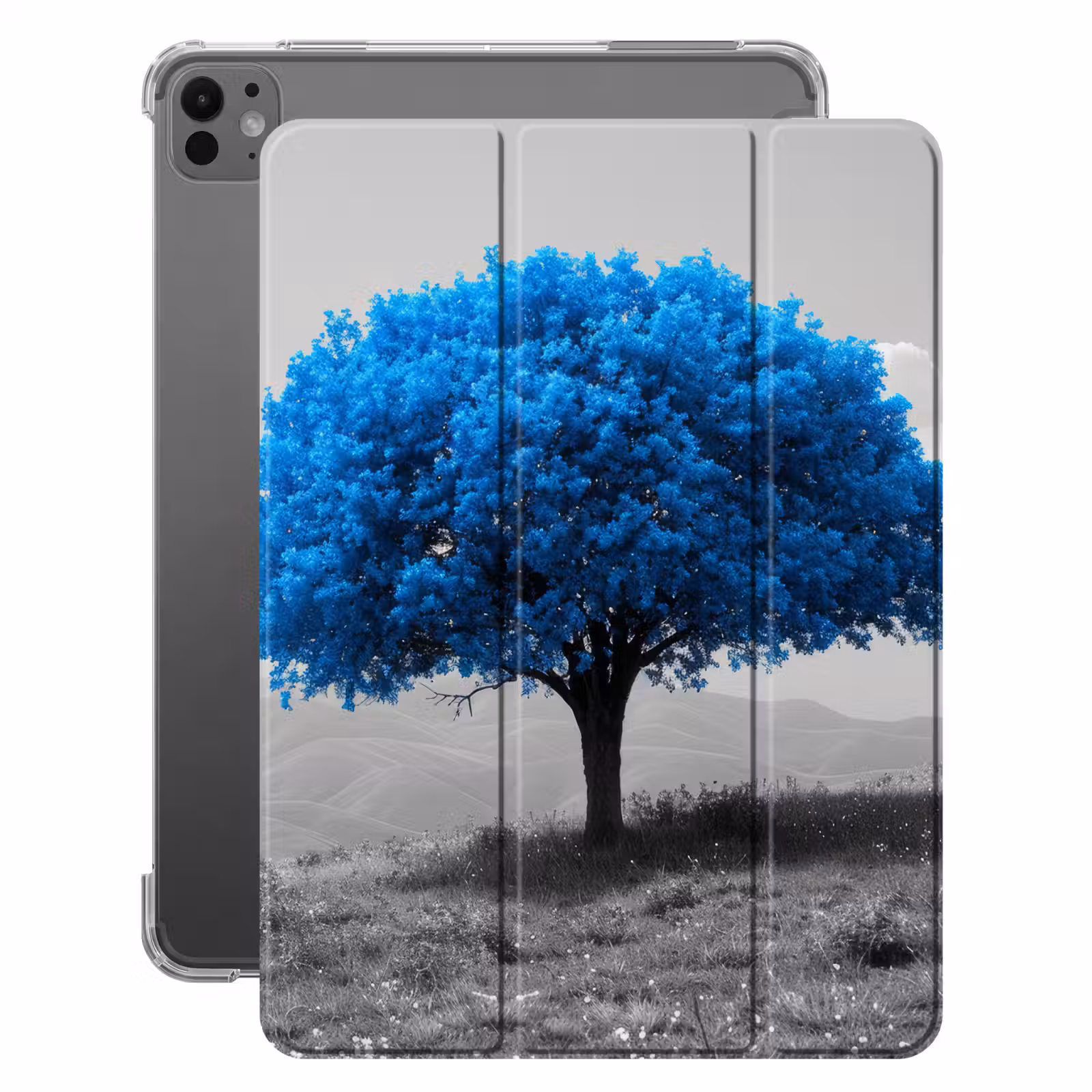 iPad-Hülle - Baum - Natur - Blau - Schwarz und weiß — 1