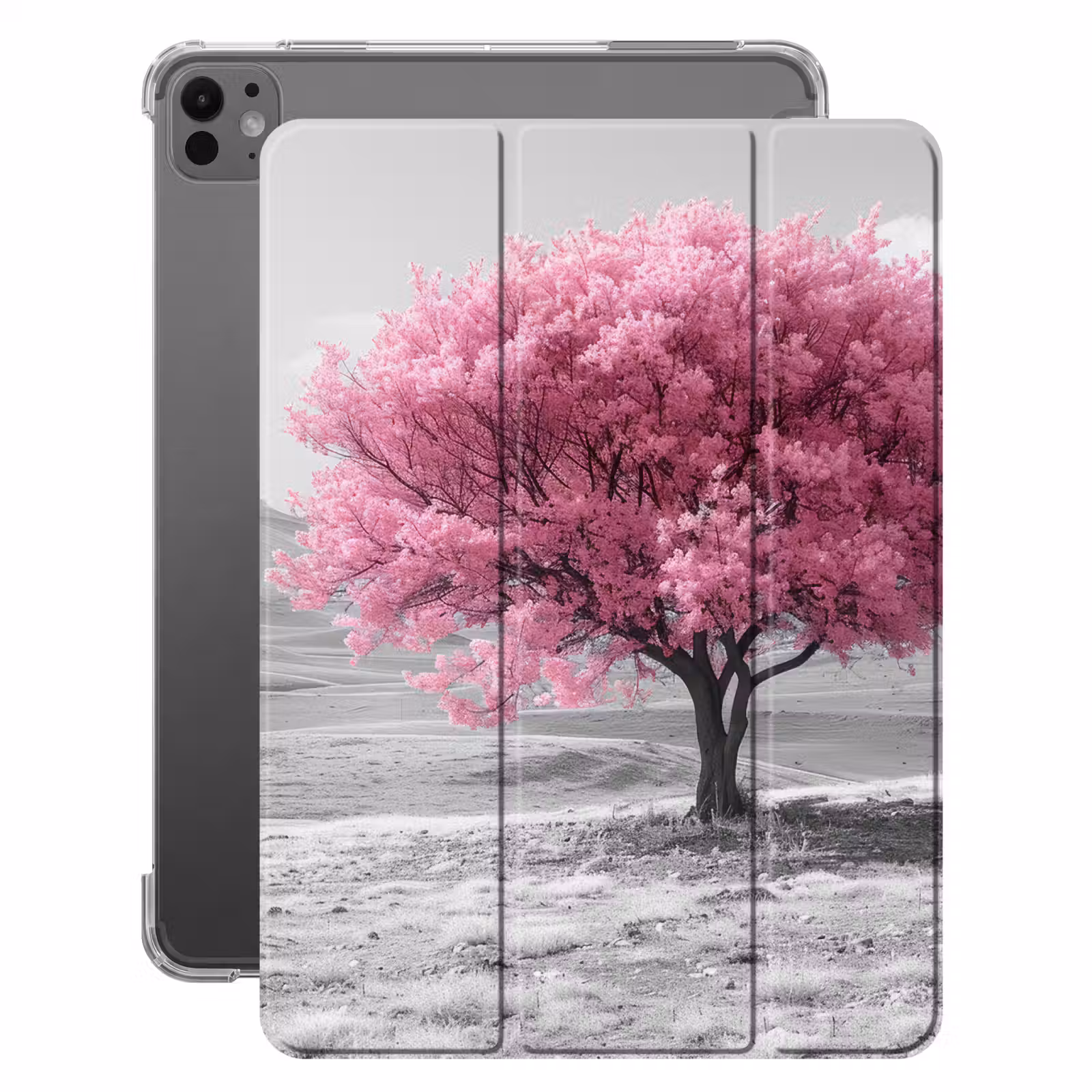 iPad-Hülle - Baum - Natur - Rosa - Schwarz und weiß — 1