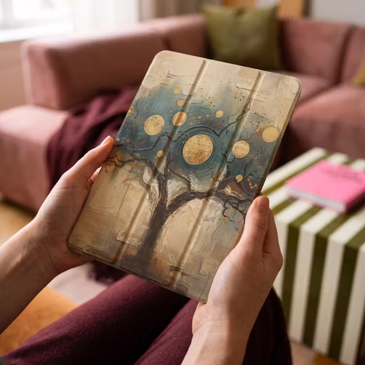 iPad-Hülle - Baum - Abstrakt - Braun - Gold - Industriell — 4