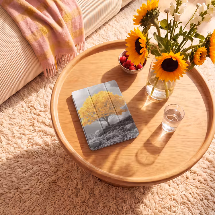 iPad-Hülle - Baum - Gelb - Natur - Schwarz und weiß — 2