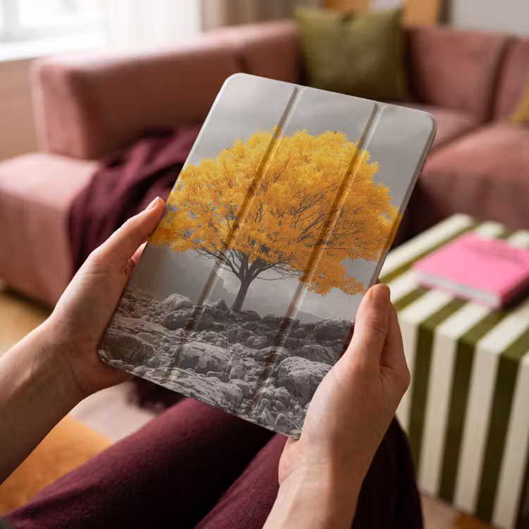 iPad-Hülle - Baum - Gelb - Natur - Schwarz und weiß — 4