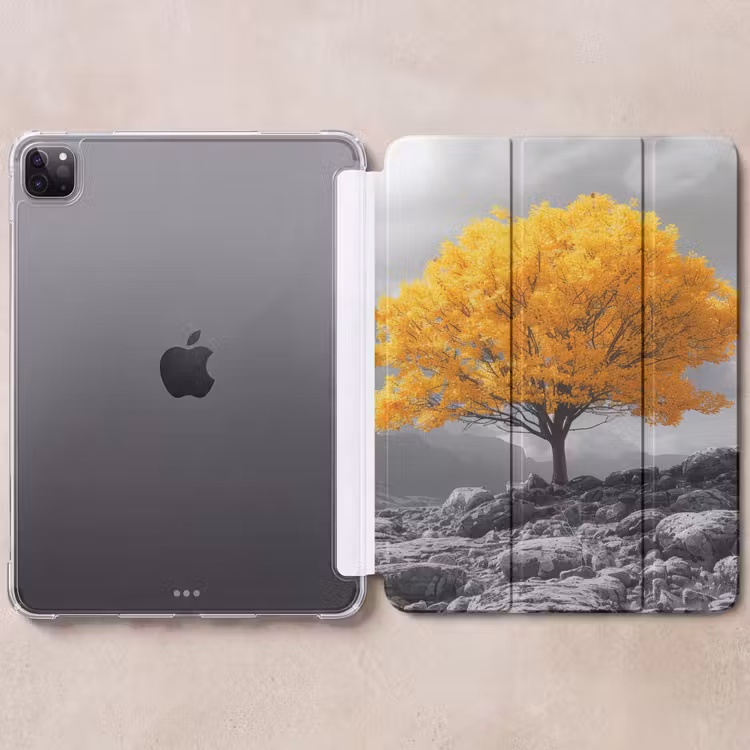 iPad-Hülle - Baum - Gelb - Natur - Schwarz und weiß — 6