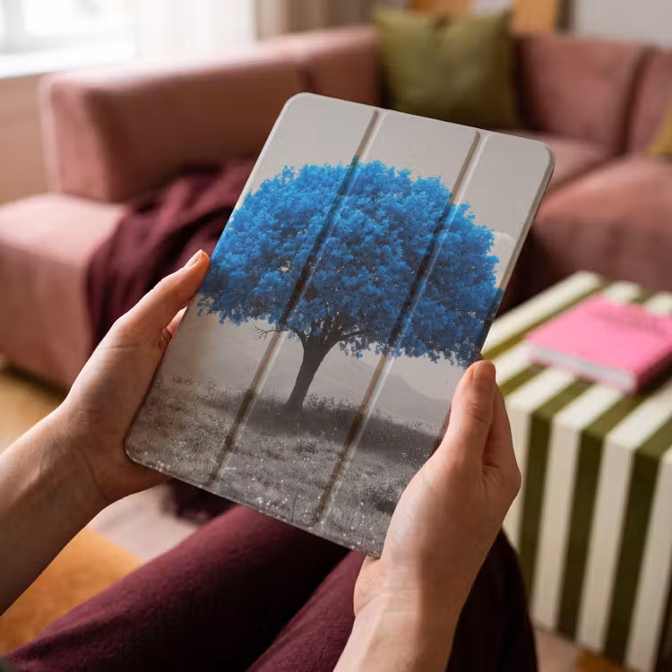 iPad-Hülle - Baum - Natur - Blau - Schwarz und weiß — 4