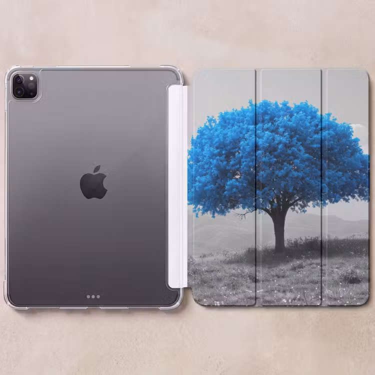 iPad-Hülle - Baum - Natur - Blau - Schwarz und weiß — 6