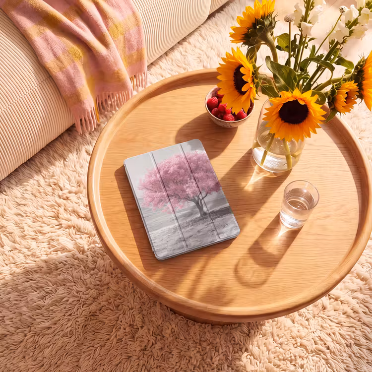 iPad-Hülle - Baum - Natur - Rosa - Schwarz und weiß — 2
