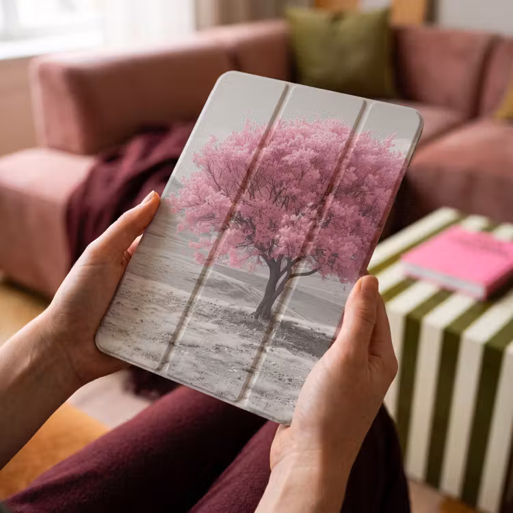 iPad-Hülle - Baum - Natur - Rosa - Schwarz und weiß — 4