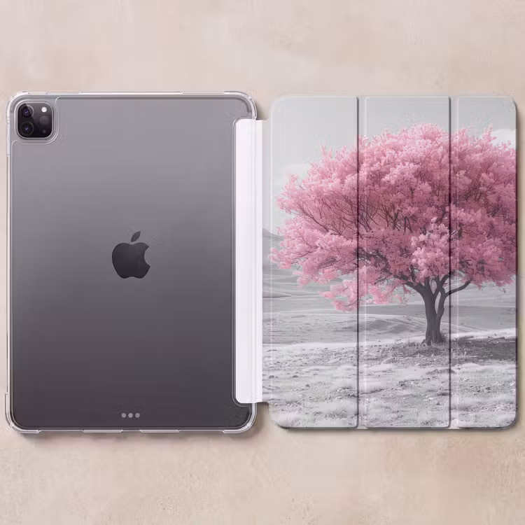 iPad-Hülle - Baum - Natur - Rosa - Schwarz und weiß — 6