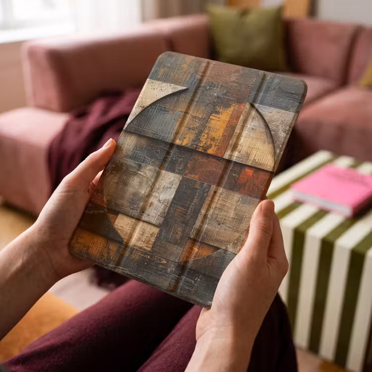 iPad-Hülle - Kunst - Braun - Abstrakt - Holzmotiv — 4