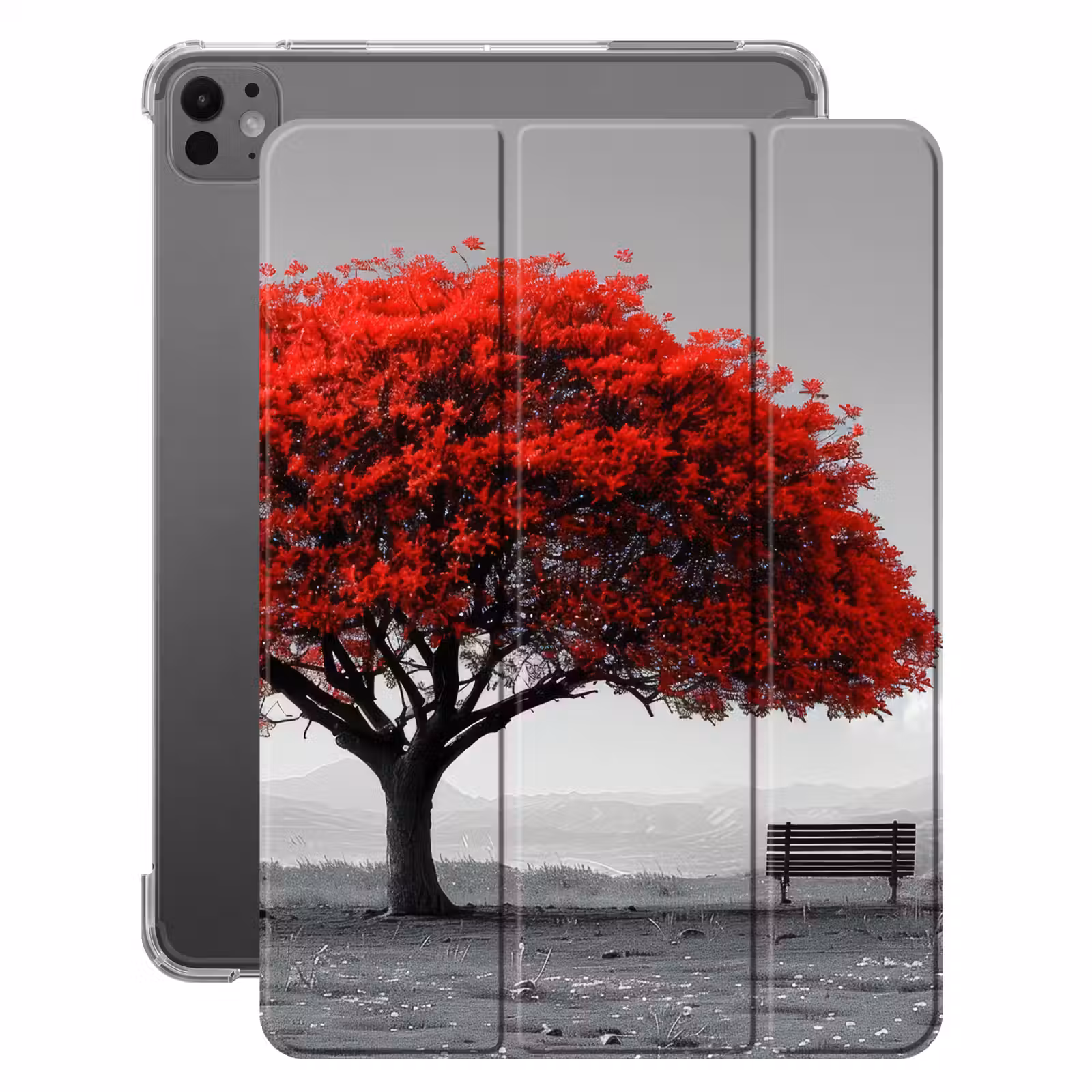 iPad-Hülle - Baum - Rot - Natur - Schwarz und weiß — 1