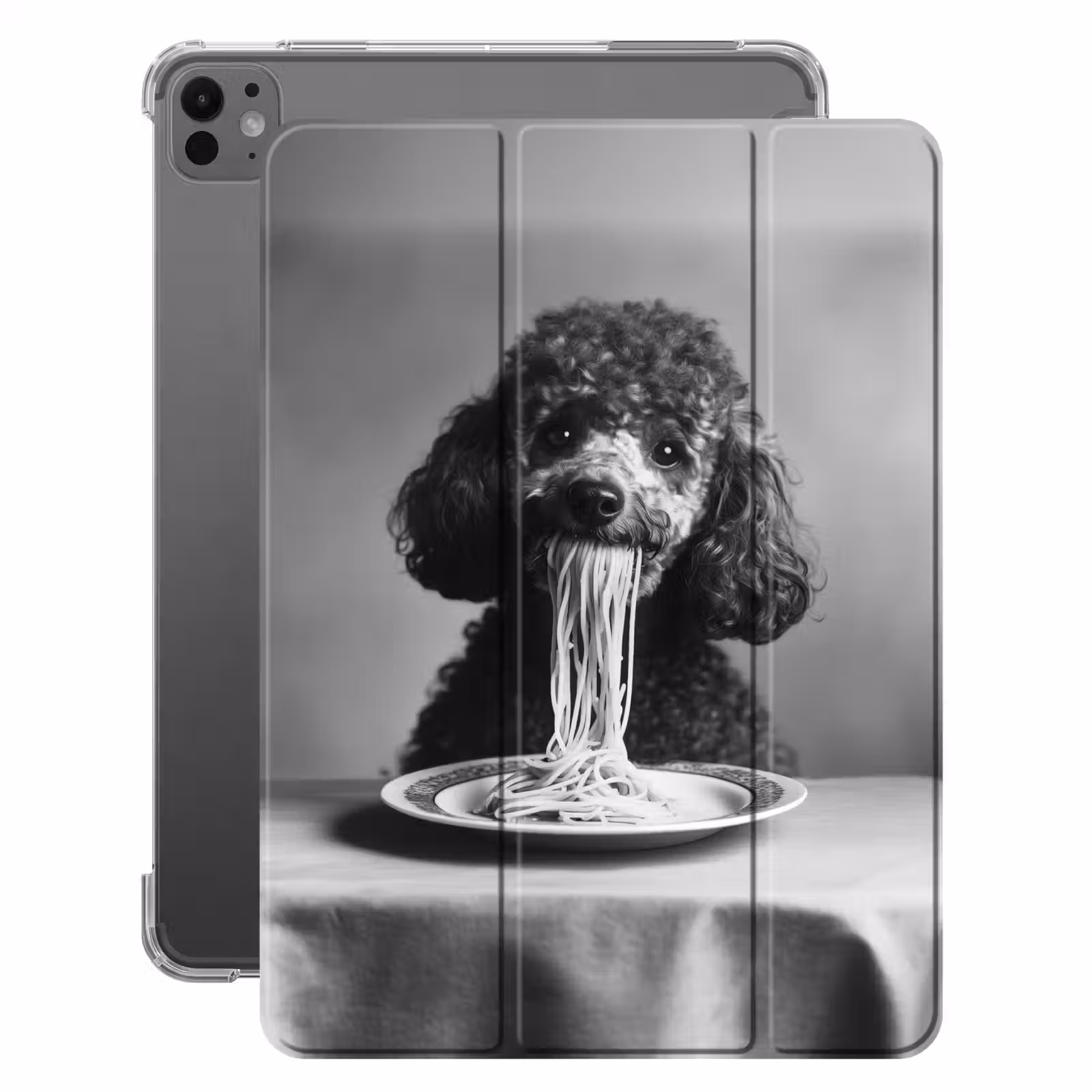 iPad-Hülle - Pudel - Hund - Schwarz - Weiß - Niedlich - Nudeln — 1